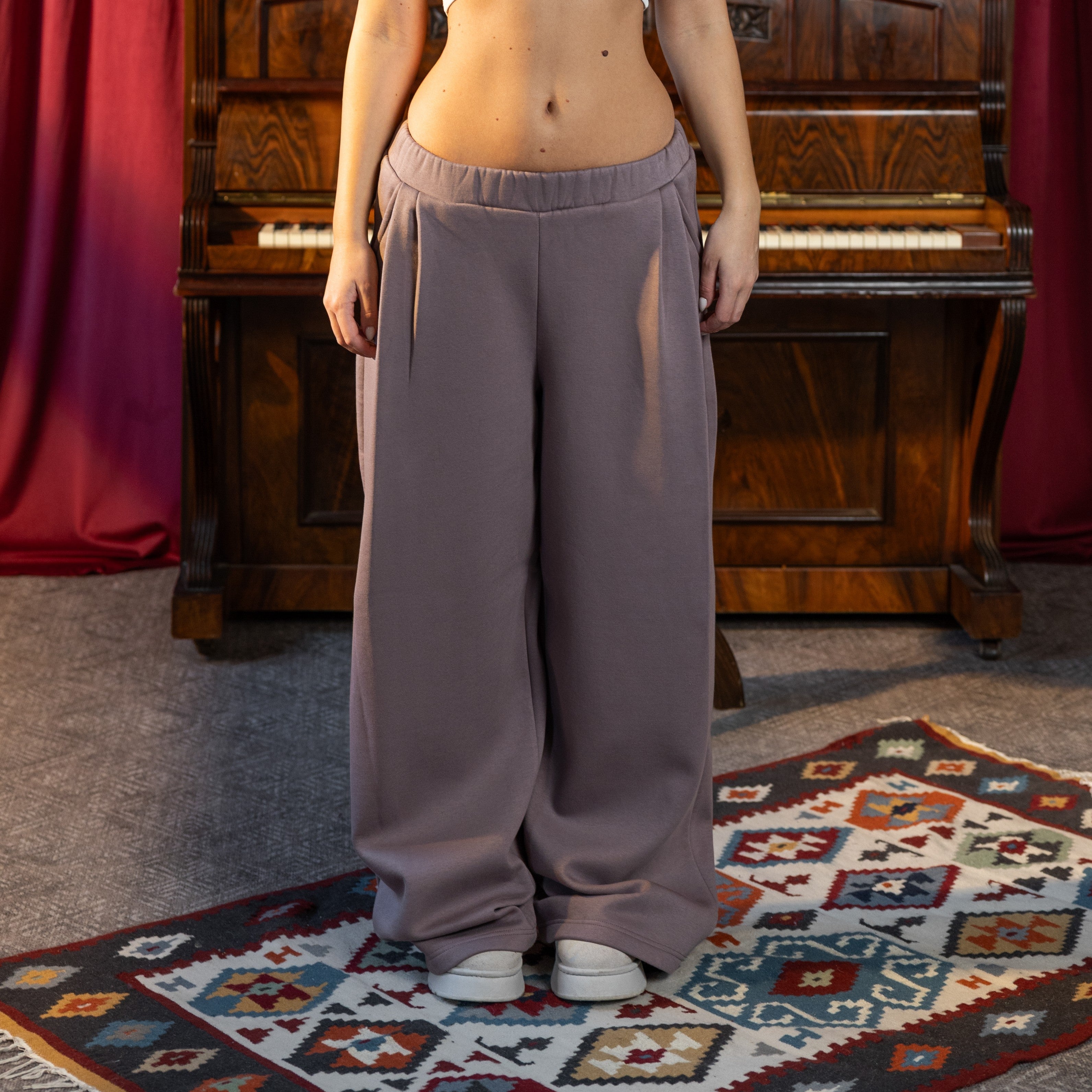 Fleece Pleated Pant - DUSTY ROSE