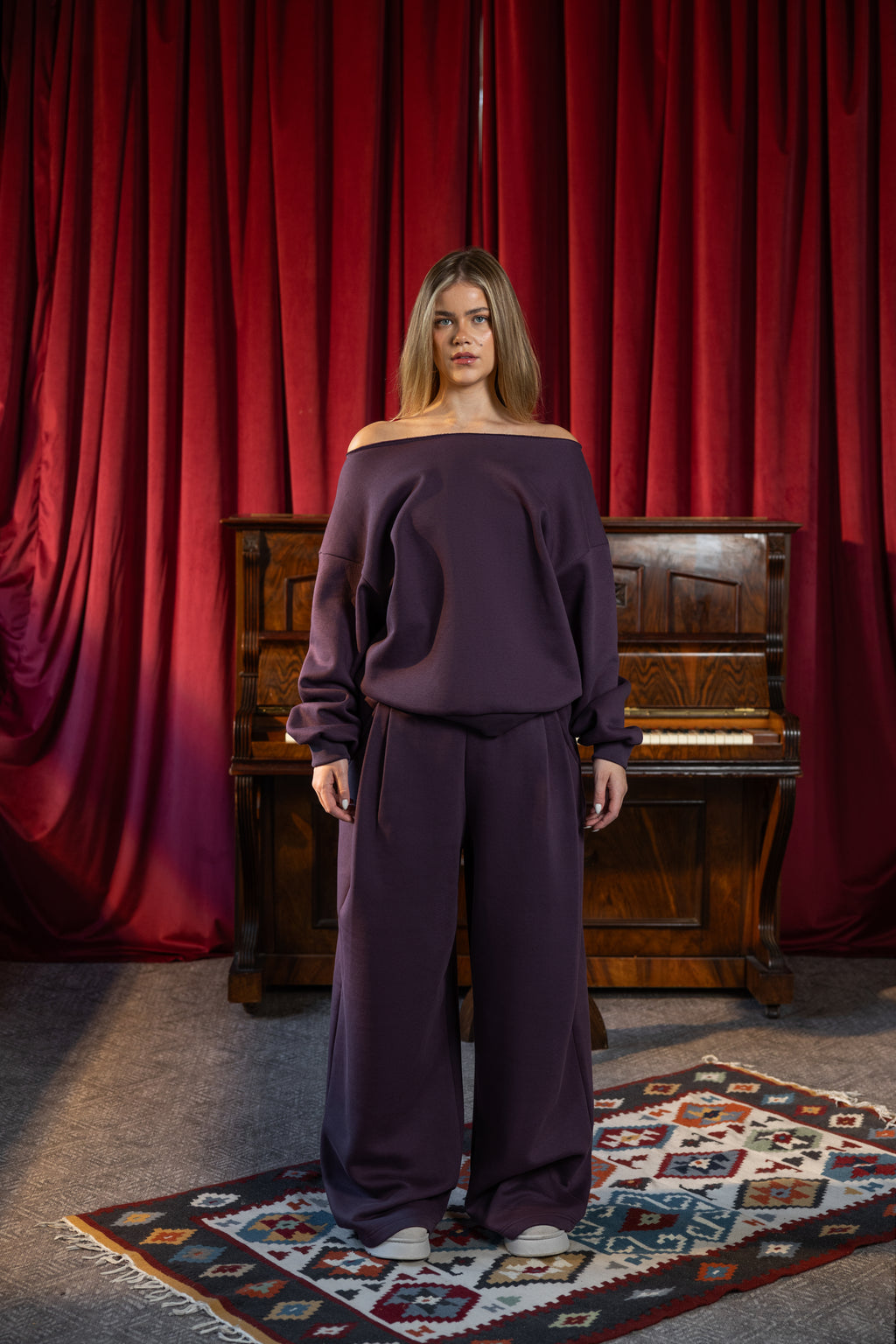 Full Set Cozy Melton - Dark plum