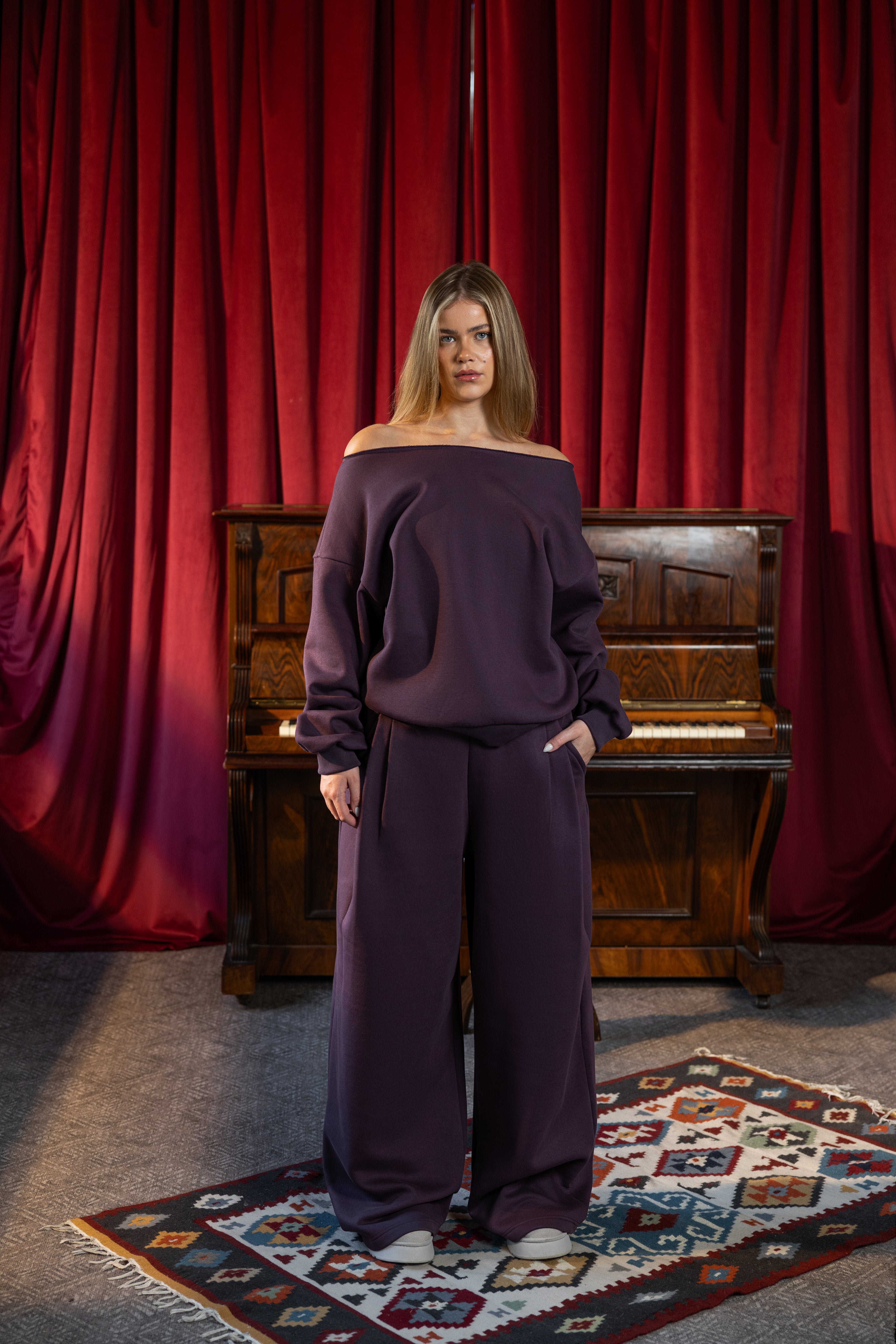 Full Set Cozy Melton - Dark plum