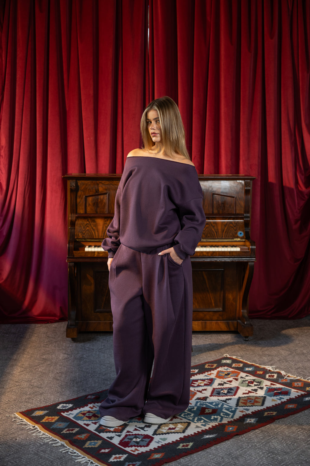 Full Set Cozy Melton - Dark plum