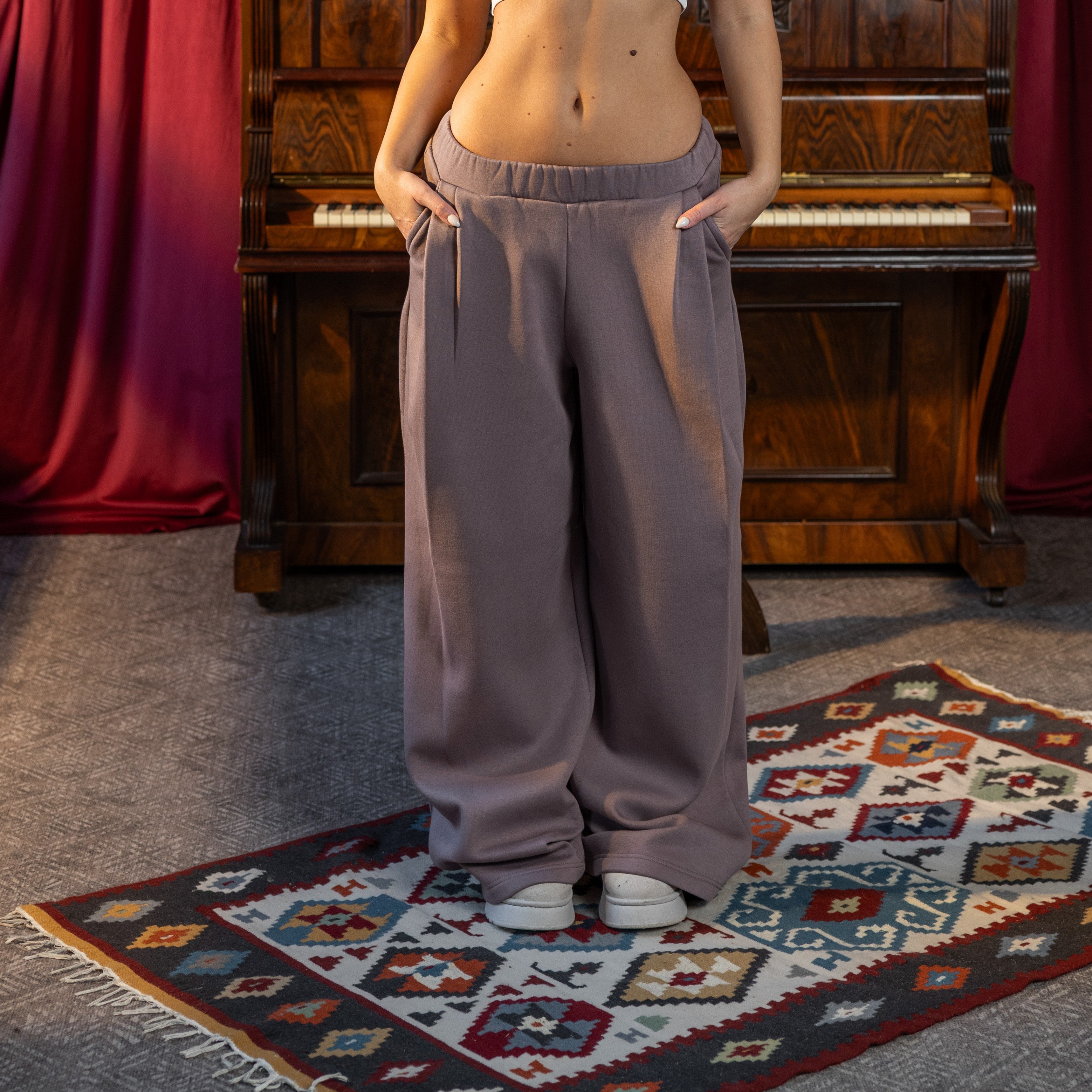 Fleece Pleated Pant - DUSTY ROSE