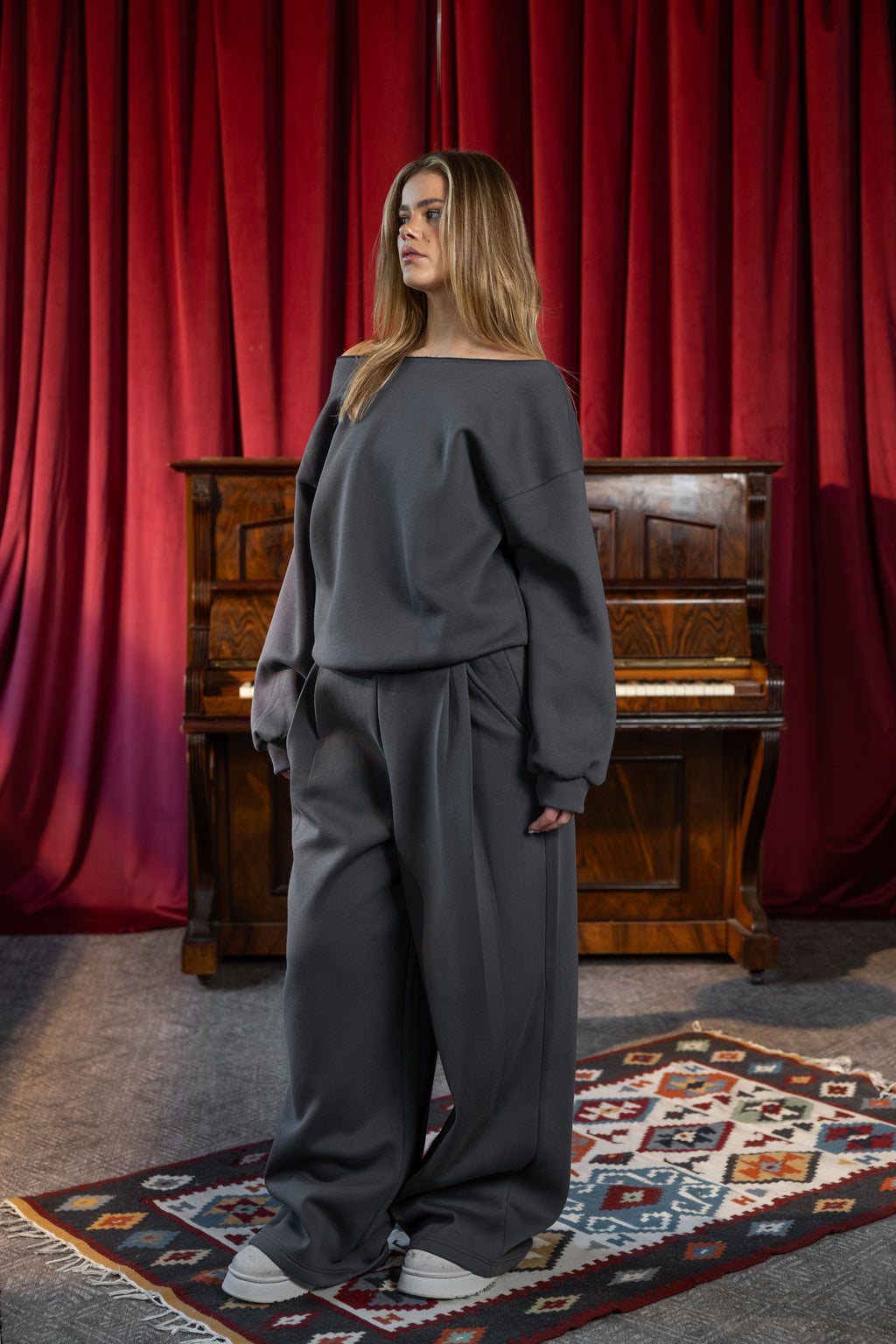 Full Set Cozy Melton - Charcoal