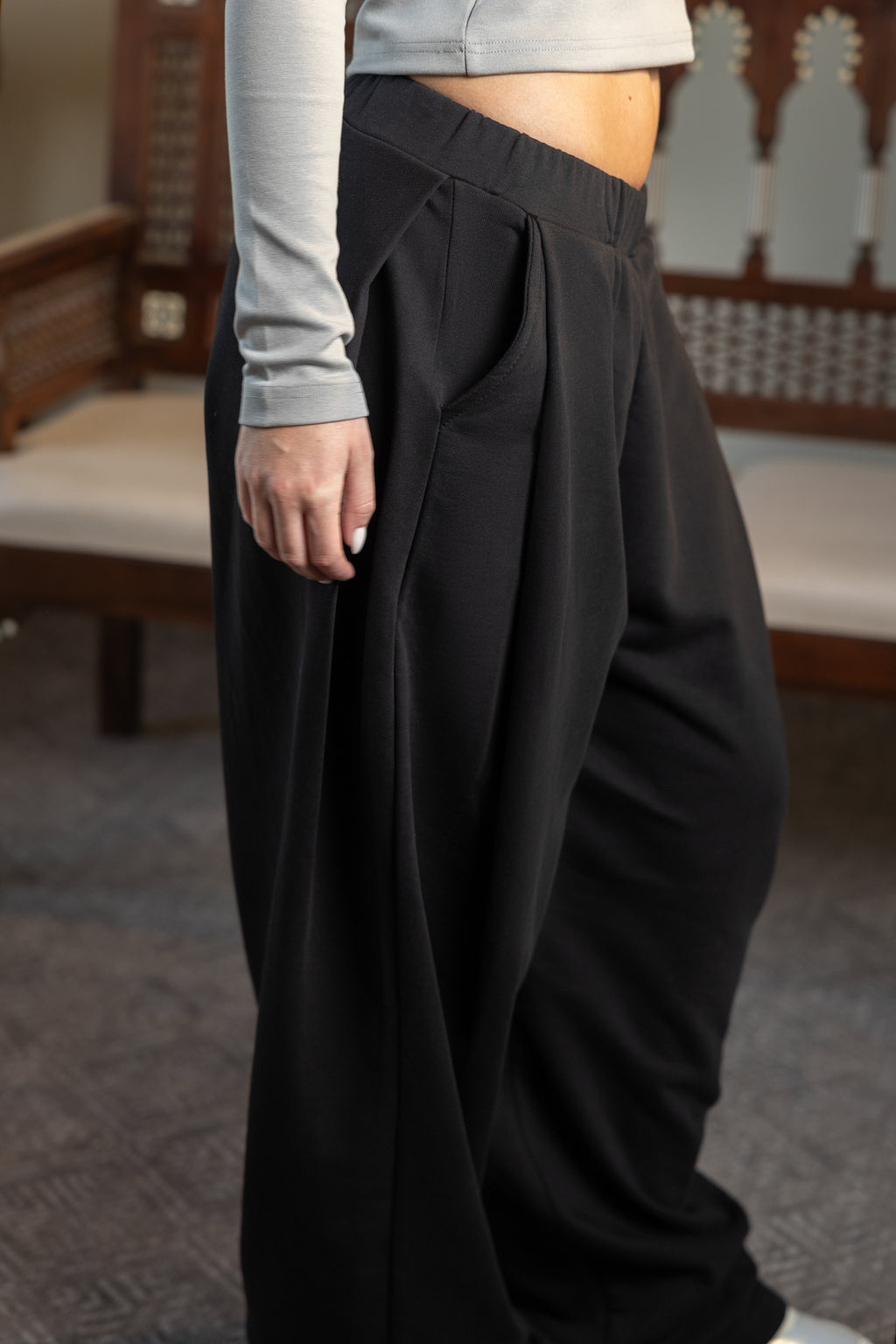 DEEP PLEAT PANT - BLACK