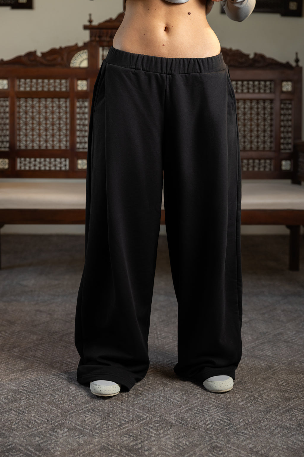 DEEP PLEAT PANT - BLACK