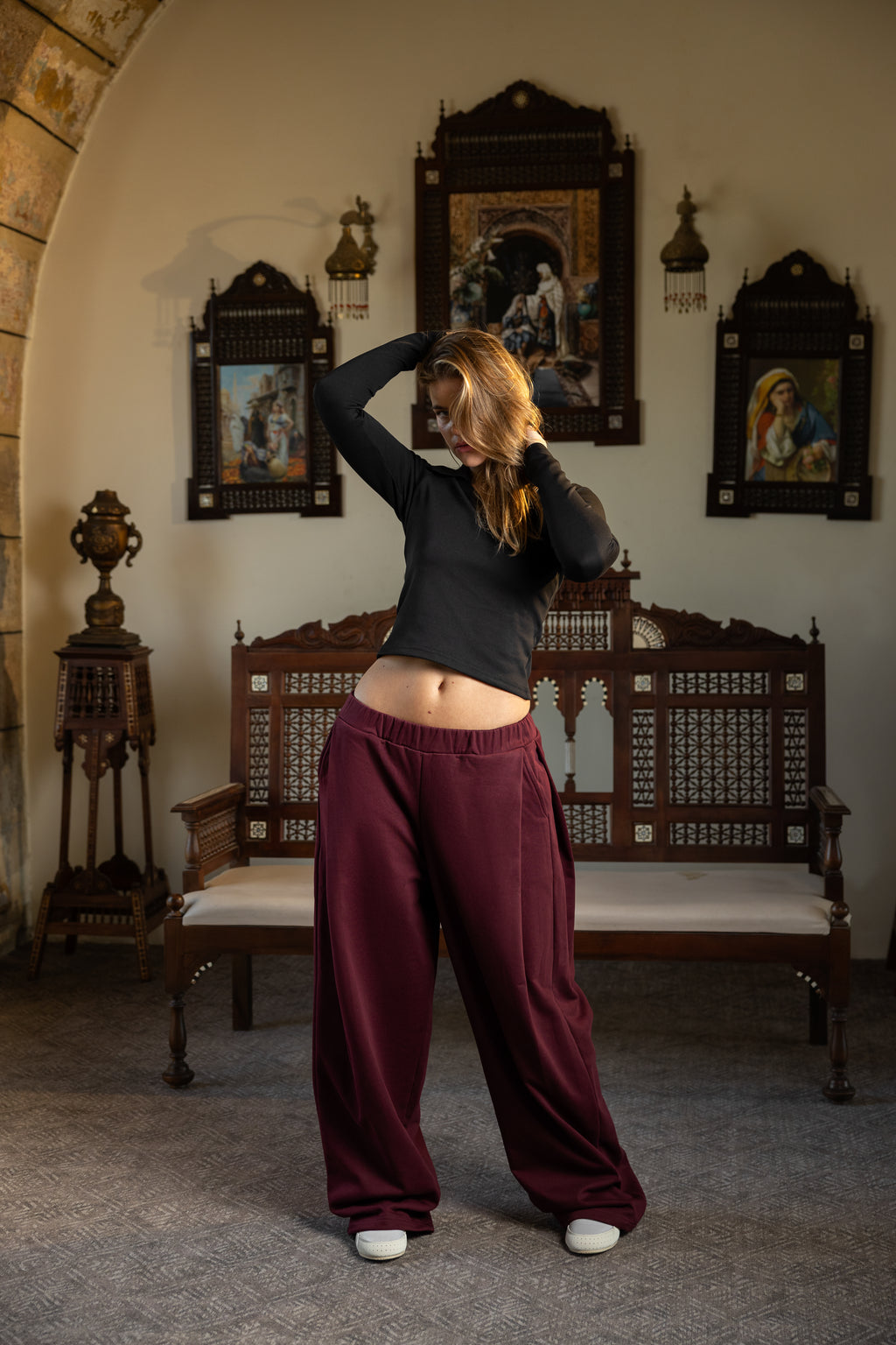 DEEP PLEAT PANT - BURGUNDY