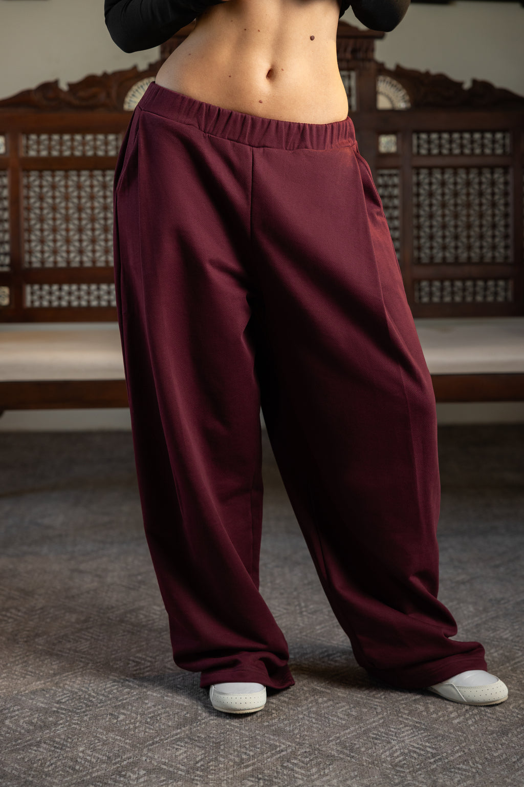 DEEP PLEAT PANT - BURGUNDY