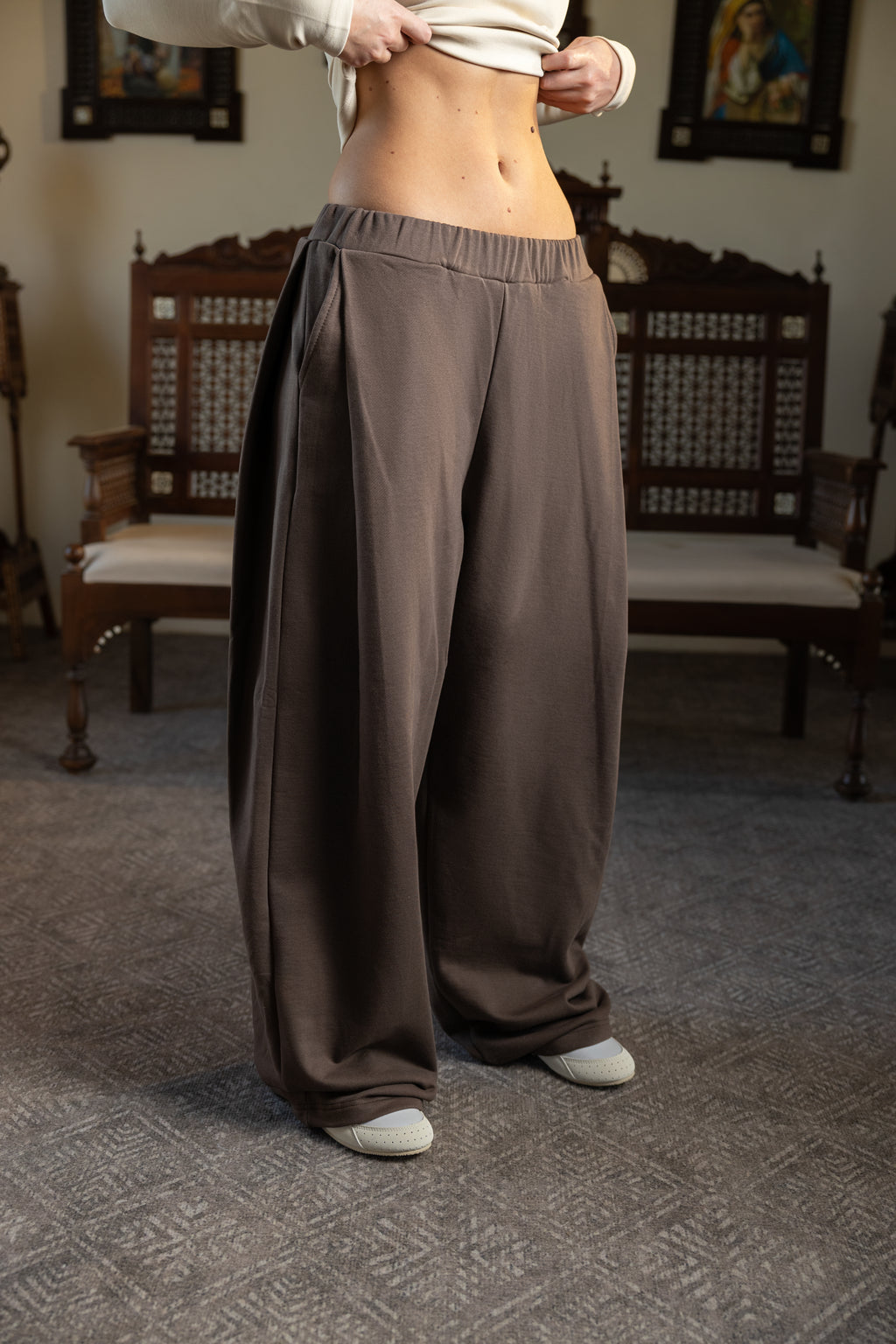 DEEP PLEAT PANT - COCOA