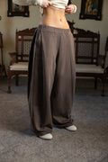 Front & Back Pleated French Terry Pant - COCOA