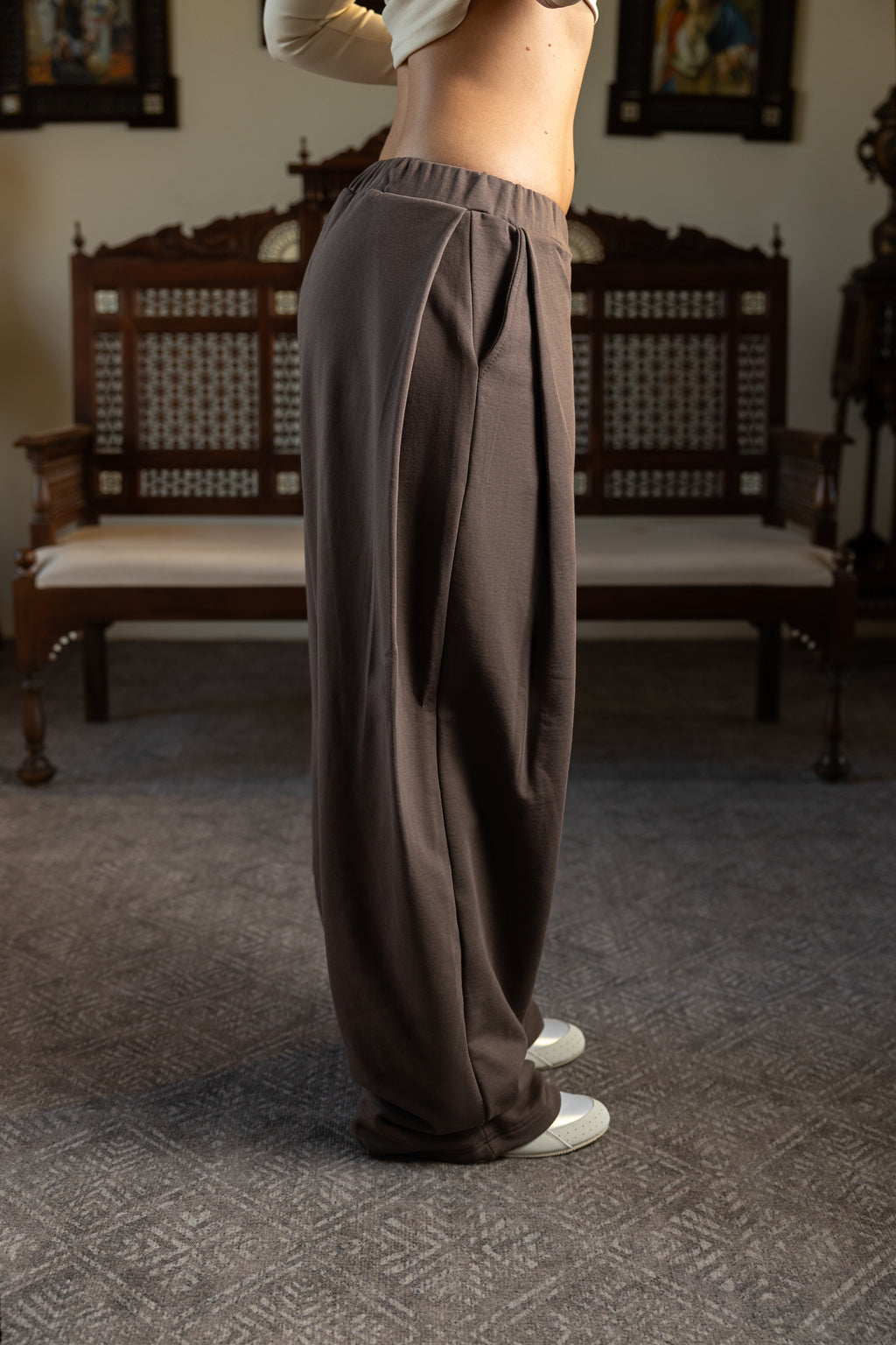 DEEP PLEAT PANT - COCOA