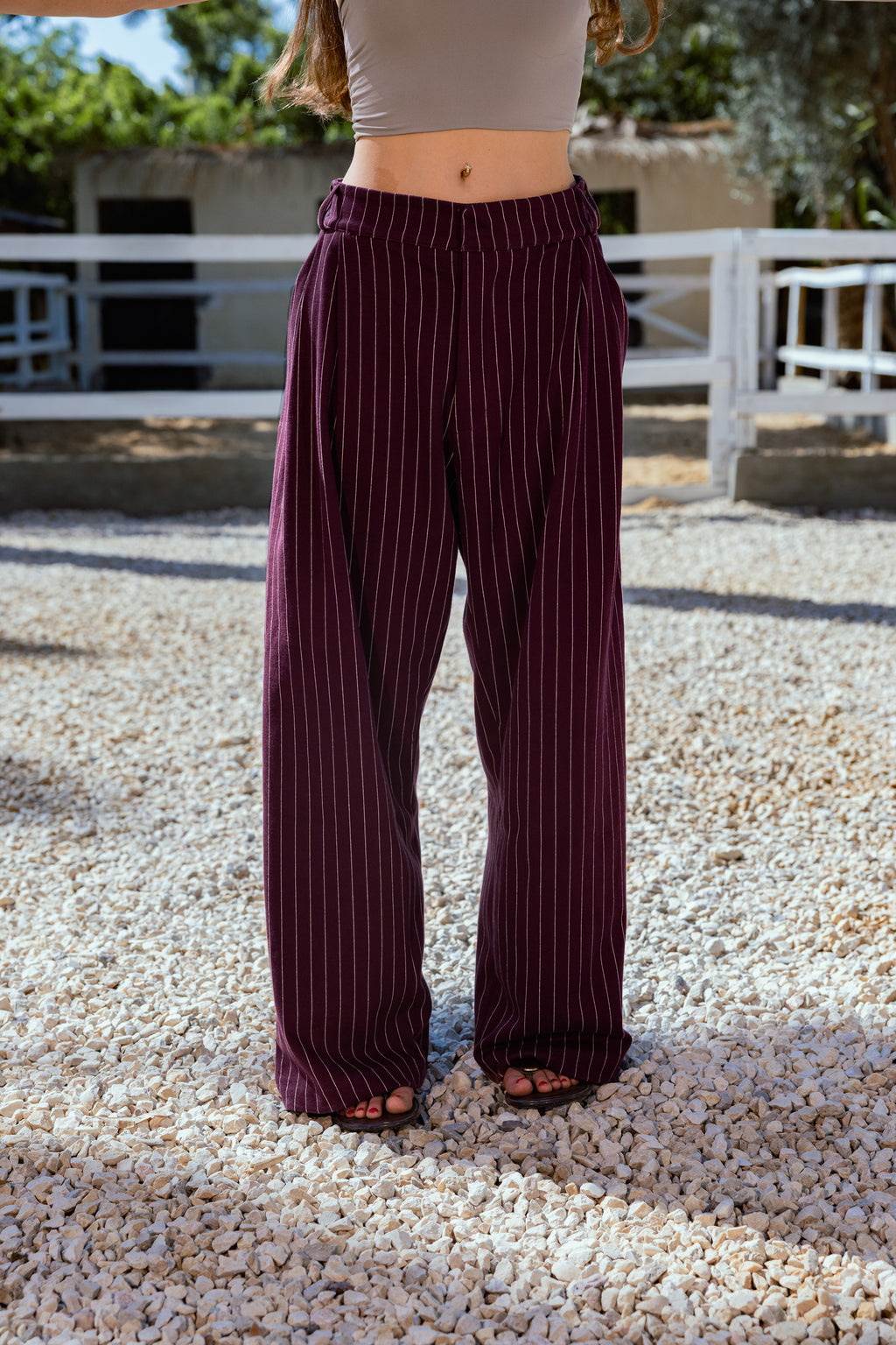 Tailored Stripe Jacquard - RUBY WINE