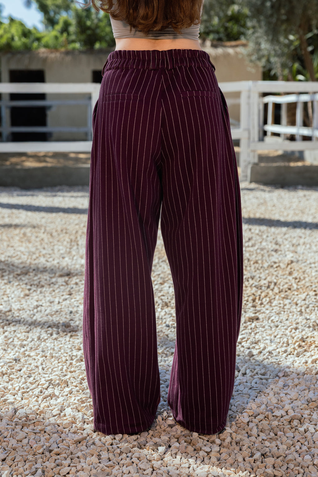 Tailored Stripe Jacquard - RUBY WINE